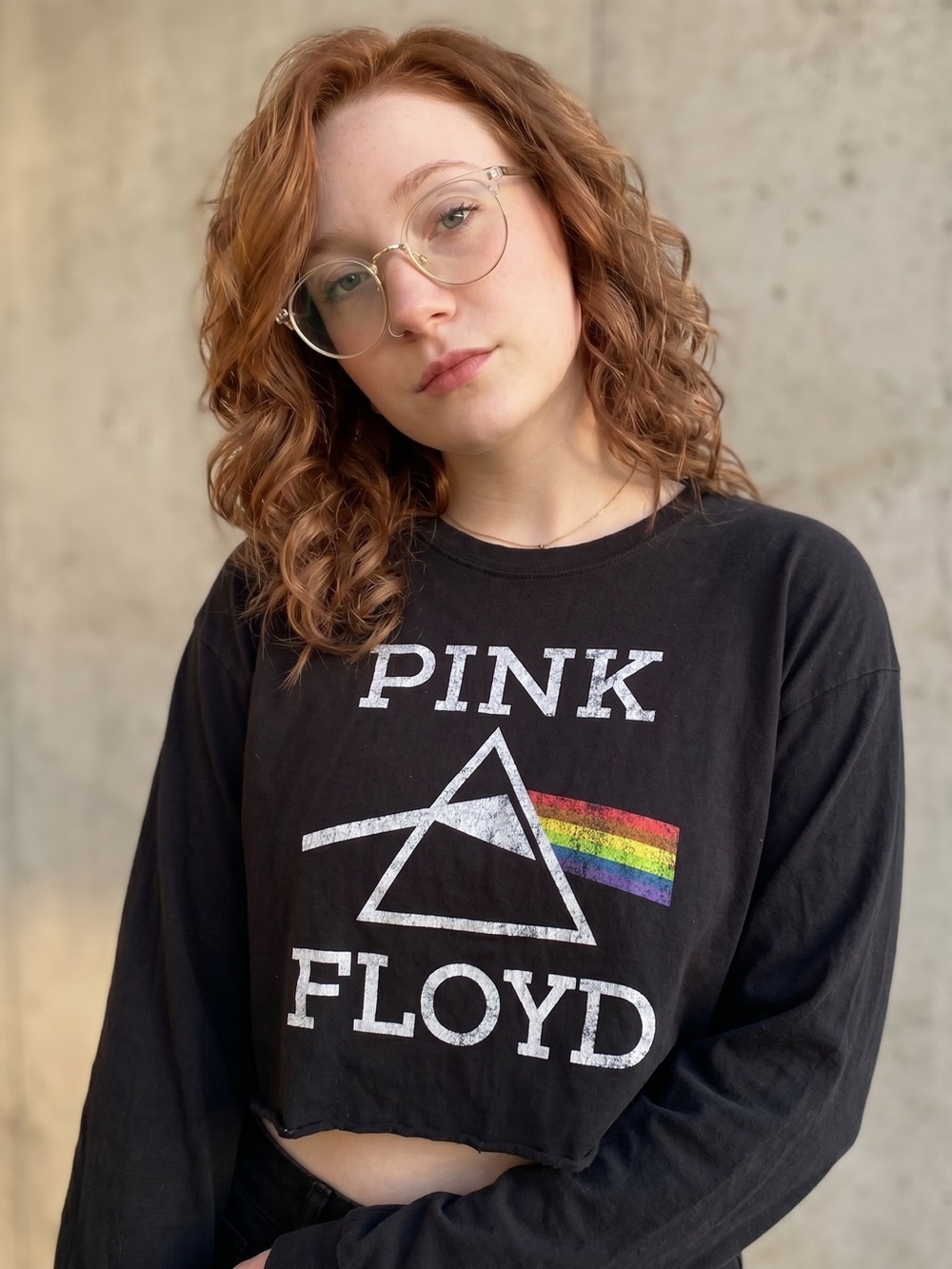 ▪️ Pink Floyd • Vintage Black Graphic Cropped Long Sleeve Shirt • Women’s XL